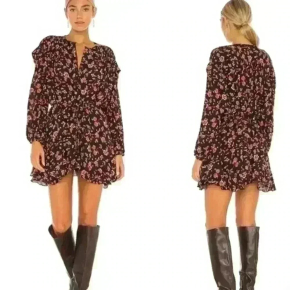 🎉HP🎉FREE PEOPLE FLORAL MINI DRESS SIZE M - Picture 1 of 4